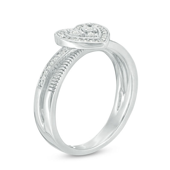 1/8 CT. T.W. Diamond Heart Frame Promise Ring in Sterling Silver 1/8 CT. T.W. Diamond Heart Frame Promise Ring in Sterling Silver