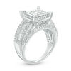 Thumbnail Image 2 of 2 CT. T.W. Composite Princess-Cut Diamond Frame Multi-Row Engagement Ring in 10K White Gold