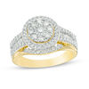 Thumbnail Image 0 of 1 CT. T.W. Composite Diamond Frame Multi-Row Vintage-Style Engagement Ring in 10K Gold