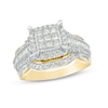 Thumbnail Image 0 of 1 CT. T.W. Composite Princess-Cut Diamond Frame Multi-Row Engagement Ring in 10K Gold