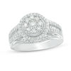 1 CT. T.W. Composite Diamond Frame Multi-Row Vintage-Style Engagement Ring in 10K White Gold