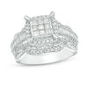 1 CT. T.W. Composite Princess-Cut Diamond Frame Multi-Row Engagement Ring in 10K White Gold