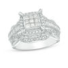 Thumbnail Image 1 of 1 CT. T.W. Composite Princess-Cut Diamond Frame Multi-Row Engagement Ring in 10K White Gold