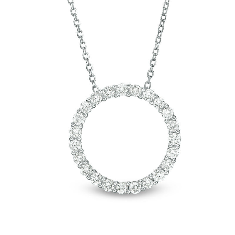 1/2 CT. T.W. Certified Diamond Circle Pendant in 14K White Gold (H/I1 ...