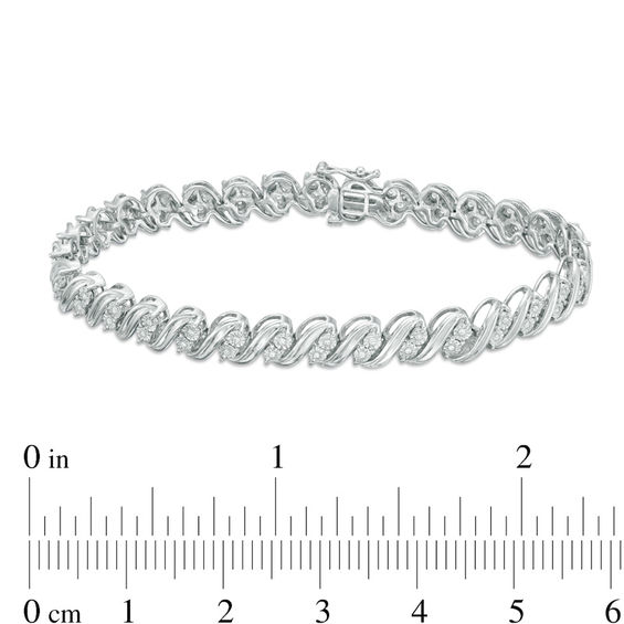 1/4 CT. T.w. Diamond Two-Stone "S" Bracelet in Sterling Silver - 7.5"