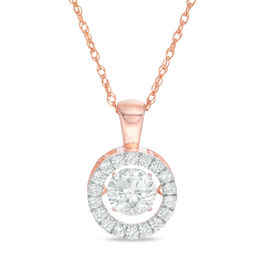 6.5mm Lab-Created White Sapphire Frame Pendant in Sterling Silver with 14K Rose Gold Plate