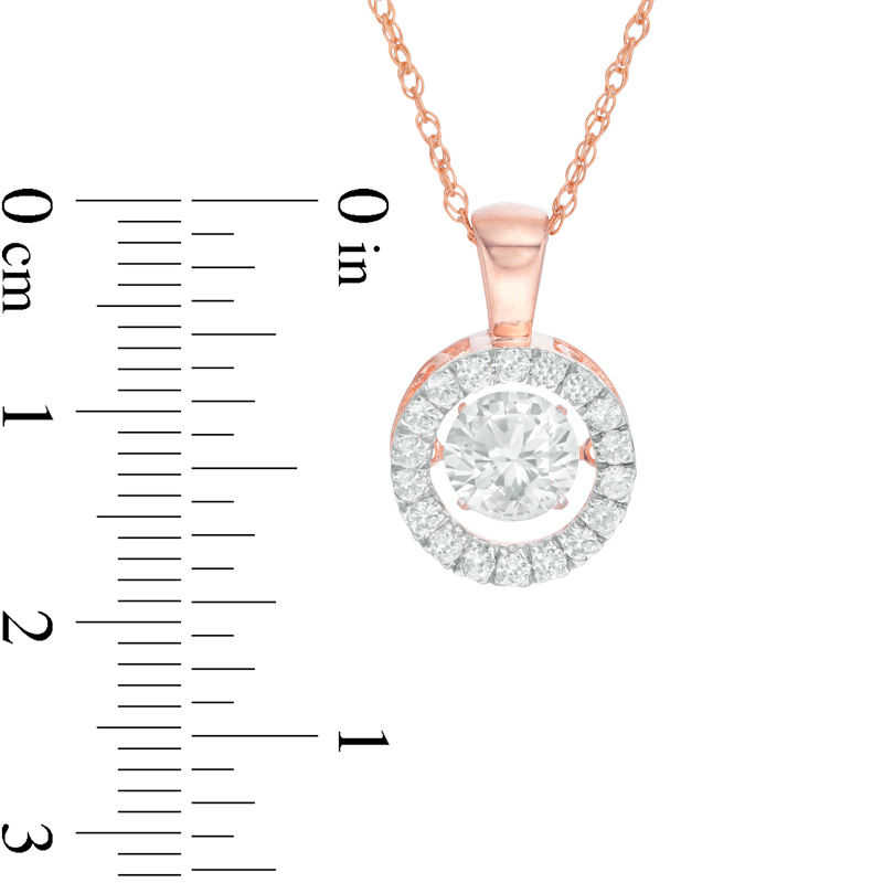 Main Image 2 of 6.5mm Lab-Created White Sapphire Frame Pendant in Sterling Silver with 14K Rose Gold Plate