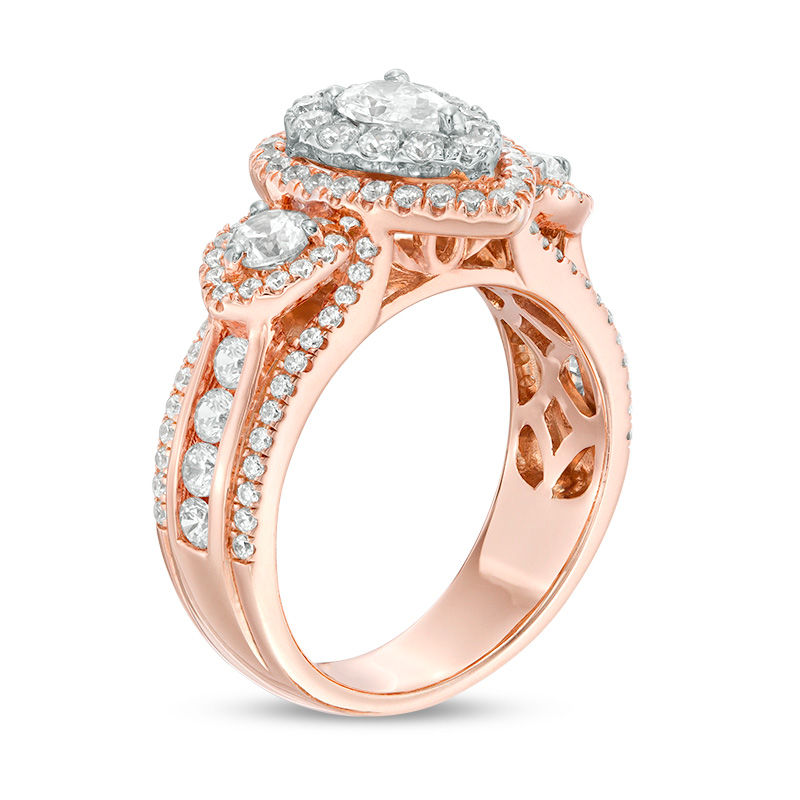 Main Image 2 of 2 CT. T.W. Pear-Shaped Diamond Past Present Future® Double Frame Engagement Ring in 14K Rose Gold
