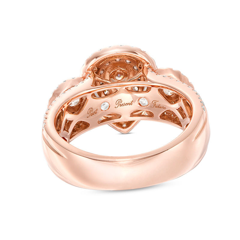 Main Image 3 of 2 CT. T.W. Pear-Shaped Diamond Past Present Future® Double Frame Engagement Ring in 14K Rose Gold