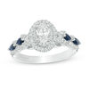 Thumbnail Image 0 of Vera Wang Love Collection 1 CT. T.W. Oval Diamond and Blue Sapphire Frame Engagement Ring in 14K White Gold