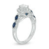Thumbnail Image 1 of Vera Wang Love Collection 1 CT. T.W. Oval Diamond and Blue Sapphire Frame Engagement Ring in 14K White Gold