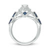 Thumbnail Image 2 of Vera Wang Love Collection 1 CT. T.W. Oval Diamond and Blue Sapphire Frame Engagement Ring in 14K White Gold