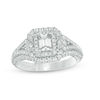 Thumbnail Image 1 of Vera Wang Love Collection 1-1/3 CT. T.W. Emerald-Cut Diamond Frame Arrow-Sides Engagement Ring in 14K White Gold