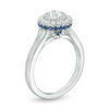 Thumbnail Image 2 of Vera Wang Love Collection 3/4 CT. T.W. Diamond and Blue Sapphire Frame Engagement Ring in 14K White Gold