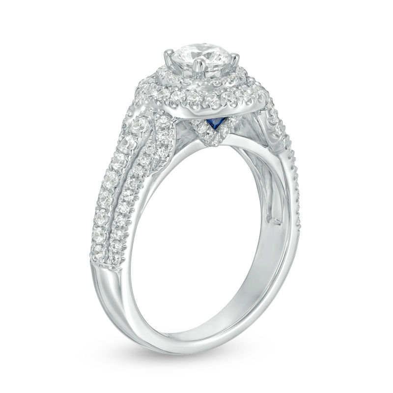 Main Image 2 of Vera Wang Love Collection 1-1/4 CT. T.W. Diamond Double Frame Twist Engagement Ring in 14K White Gold