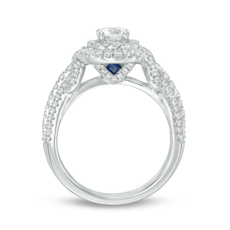 Vera Wang Love Collection 1-1/4 CT. T.W. Diamond Double Frame Twist Engagement Ring in 14K White Gold