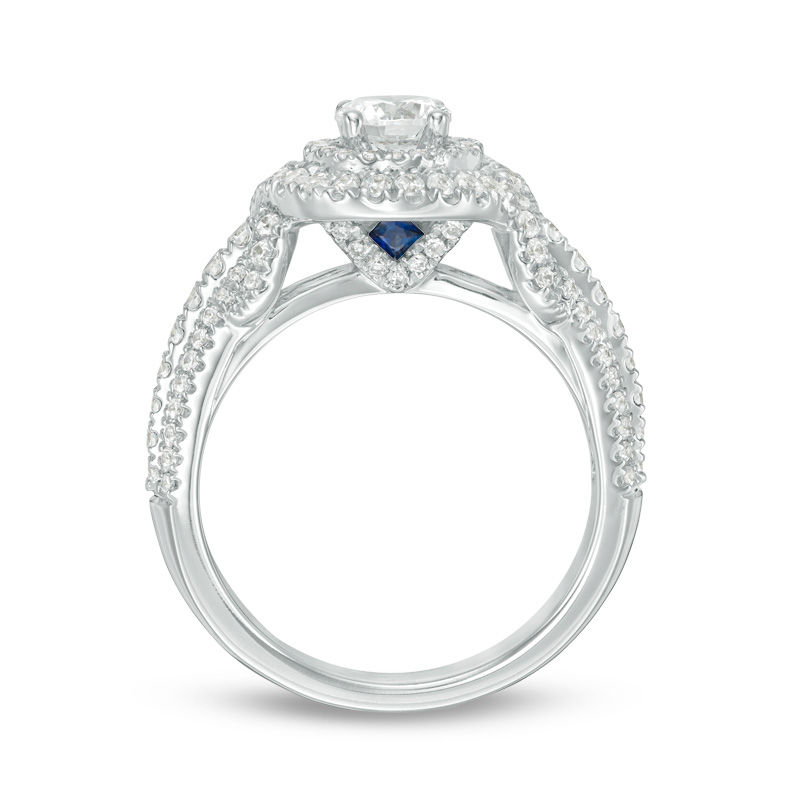 Main Image 3 of Vera Wang Love Collection 1-1/4 CT. T.W. Diamond Double Frame Twist Engagement Ring in 14K White Gold