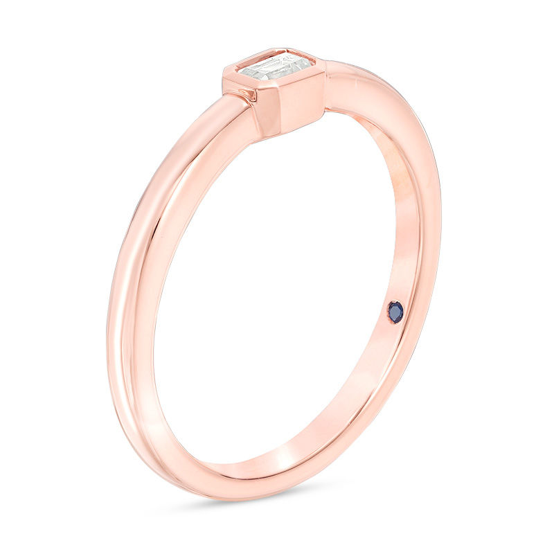 Main Image 2 of Vera Wang Love Collection 1/6 CT. Emerald-Cut Diamond Solitaire Sideways Stackable Band in 14K Rose Gold