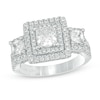 Thumbnail Image 1 of Vera Wang Love Collection 2-1/2 CT. T.W. Princess-Cut Diamond Three Stone Frame Engagement Ring in 14K White Gold