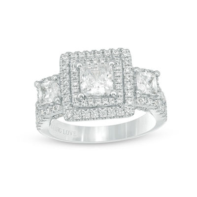 Certified 2.45Ct Red Princess Cut Diamond Engagement Weeding Ring 14K White Gold 