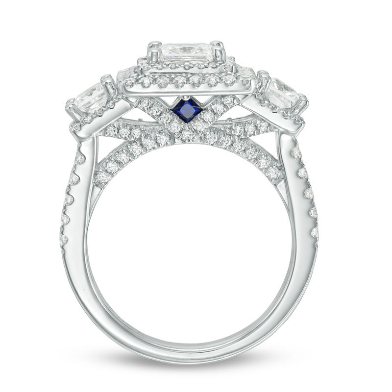 Vera Wang Love Collection 2 1 2 CT. T.W. Princess Cut Diamond Three Stone Frame Engagement Ring in 14K White Gold Zales