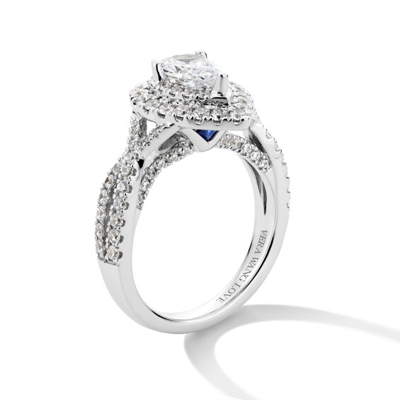 Vera Wang Love Collection 1-5/8 CT. T.w. Pear-Shaped Diamond Double Frame Twist Engagement Ring in 14K White Gold