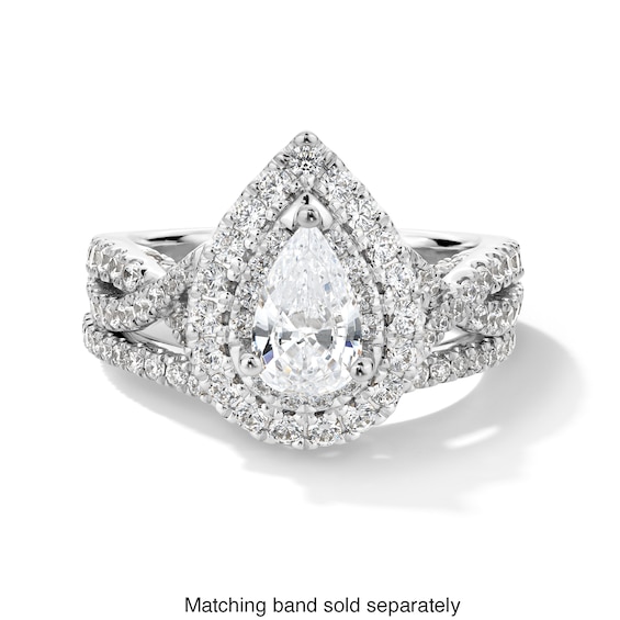 Vera Wang Love Collection 1-5/8 CT. T.w. Pear-Shaped Diamond Double Frame Twist Engagement Ring in 14K White Gold