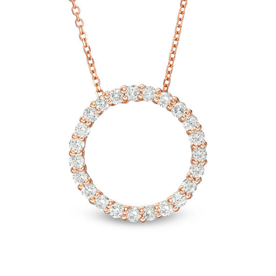 1/2 CT. T.W. Certified Diamond Circle Pendant in 14K Rose Gold (H/I1) 1/2 CT. T.W. Certified Diamond Circle Pendant in 14K Rose Gold (H/I1)