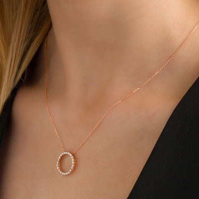 24mm 8 diamond circle pendant 18ct rose gold – Verifine Jewellery London