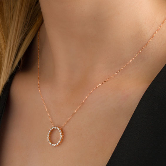 1/2 CT. T.W. Certified Diamond Circle Pendant in 14K Rose Gold (H/I1) 1/2 CT. T.W. Certified Diamond Circle Pendant in 14K Rose Gold (H/I1)