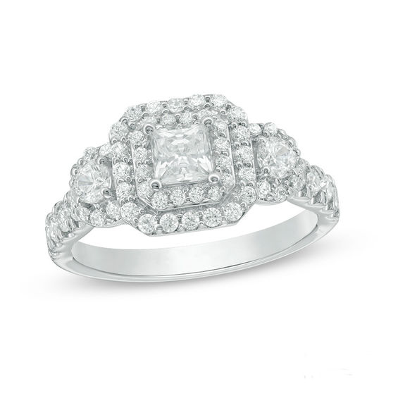 Love's Destiny by Zales 1-1/2 CT. T.w. Certified Princess-Cut Diamond Engagement Ring in 14K White Gold (I/I1)
