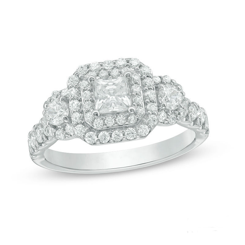 Main Image 1 of Love's Destiny by Zales 1-1/2 CT. T.W. Certified Princess-Cut Diamond Engagement Ring in 14K White Gold (I/I1)