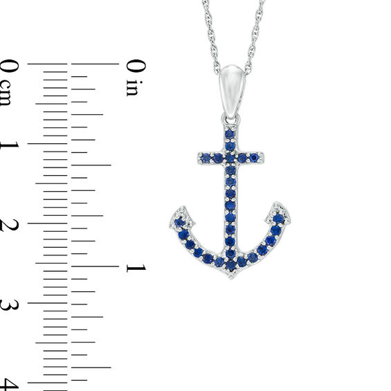 Lab-Created Blue Sapphire Anchor Pendant in Sterling Silver