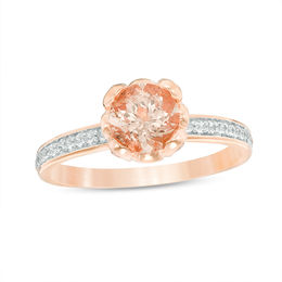 Rose Gold Wedding Rings Zales 6 0mm Morganite And White Topaz Fl Ring In 10k Rose Gold