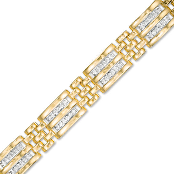 Men's 1/2 CT. T.w. Diamond Double Row Link Bracelet in 10K Gold - 8.5"