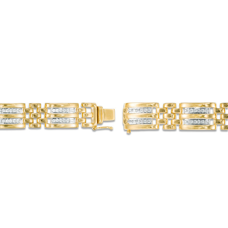 Main Image 2 of 1/2 CT. T.W. Diamond Double Row Link Bracelet in 10K Gold - 8.5"