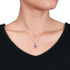 Thumbnail Image 2 of Amethyst and 1/5 CT. T.W. Diamond Clover Frame Double Drop Pendant in 14K White Gold - 17"