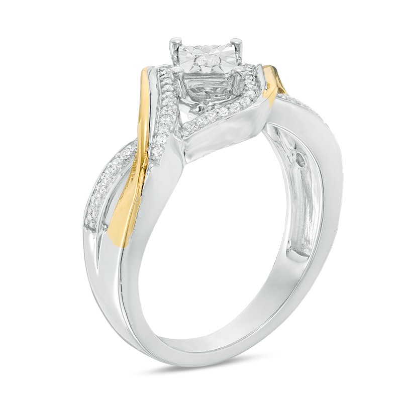 Main Image 2 of 1/10 CT. T.W. Diamond Bypass Promise Ring in Sterling Silver and 10K Gold