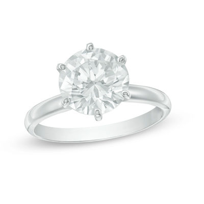 14K Solid White Gold 2 Ct Round Cut 3 Stone Diamond Engagement Wedding Ring 