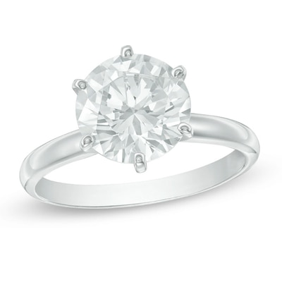 14k White Gold 3.00 CT ROUND BRILLIANT CUT  SOLITAIRE ENGAGEMENT RING 