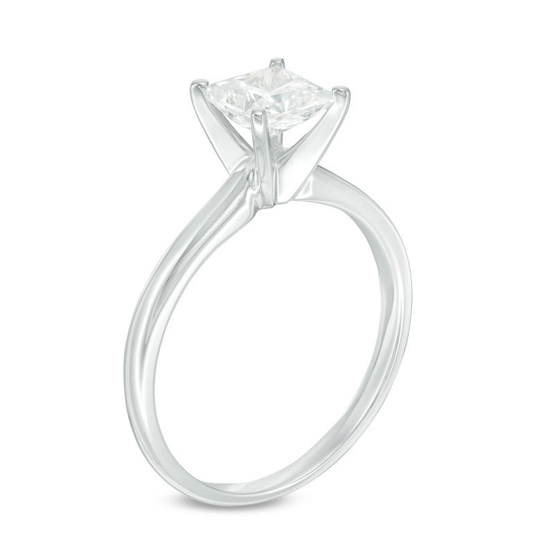 Main Image 2 of 3/4 CT. Princess-Cut Diamond Solitaire Engagement Ring in 14K White Gold (I/I2)