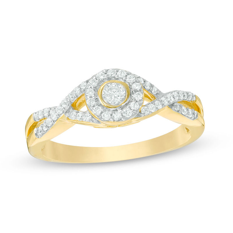 1 4 CT. T.W. Diamond Frame Split Shank Promise Ring in 10K Gold
