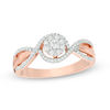1/4 CT. T.W. Diamond Frame Promise Ring in 10K Rose Gold