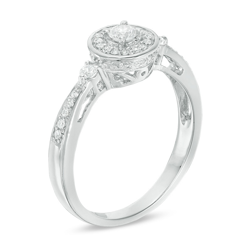 Main Image 2 of 1/4 CT. T.W. Diamond Frame Promise Ring in Sterling Silver