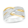 1/4 CT. T.W. Diamond Layered Crossover Ring in Sterling Silver and 10K Gold