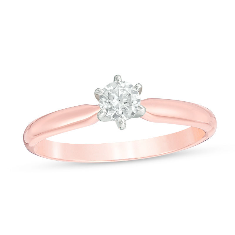Main Image 1 of 1/4 CT. Diamond Solitaire Engagement Ring in 14K Rose Gold (I/I2)