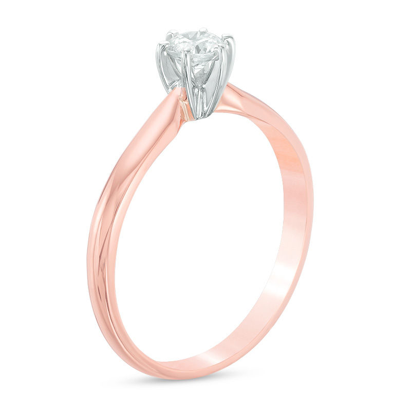 Main Image 2 of 1/4 CT. Diamond Solitaire Engagement Ring in 14K Rose Gold (I/I2)