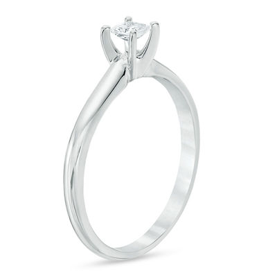 1/4 Carat Round Diamond Solitaire Ring in 14K White Gold 