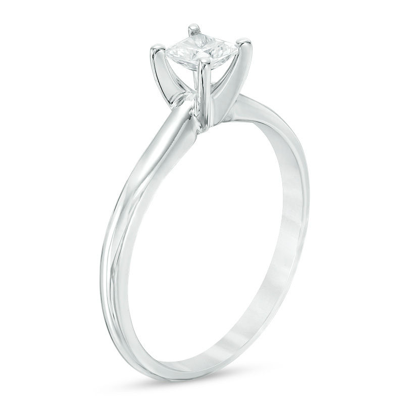 1/3 CT. Princess-Cut Diamond Solitaire Engagement Ring in 14K White Gold (I/I2)