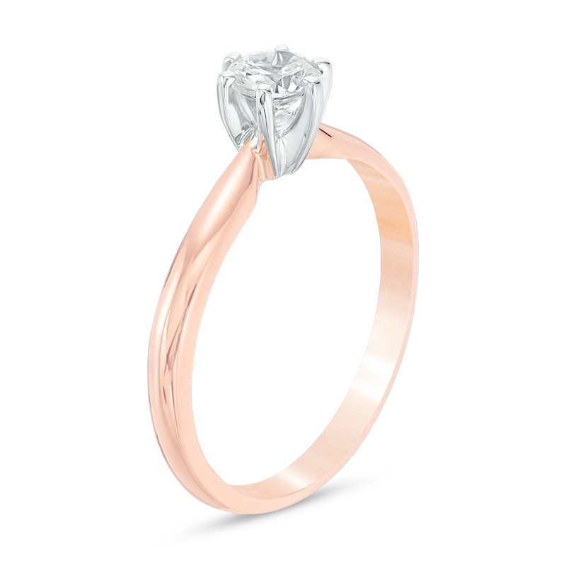 Main Image 2 of 1/3 CT. Diamond Solitaire Engagement Ring in 14K Rose Gold (I/I2)